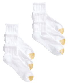 Женские спортивные носки длиной в четверть, 6 пар Gold Toe, белый