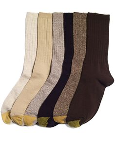 Набор из 6 женских повседневных носков в рубчик с круглым вырезом Gold Toe