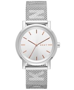 Женские часы SoHo с сетчатым браслетом из нержавеющей стали, 34 мм DKNY, серебро