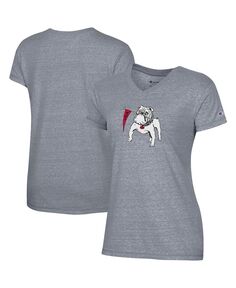 Женская серая футболка с v-образным вырезом и логотипом Georgia Bulldogs Vault Champion, серый