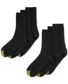 Набор из 6 женских повседневных носков в рубчик с круглым вырезом Gold Toe, черный