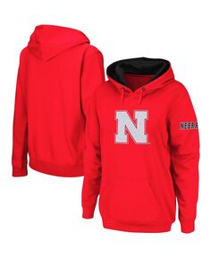 Женский пуловер с капюшоном и большим логотипом Scarlet Nebraska Huskers Team Stadium Athletic