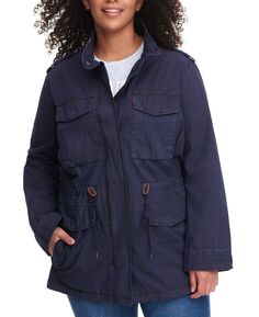 Модная хлопковая куртка больших размеров с капюшоном Levi&apos;s, темно-синий Levis