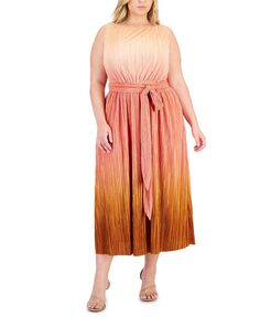 Платье миди без рукавов с эффектом омбре больших размеров Anne Klein