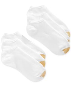Женские повседневные носки с подушечкой до щиколотки (6 пар), также доступны в расширенных размерах Gold Toe, белый
