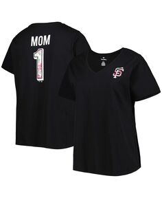 Женская черная футболка с v-образным вырезом ко Дню матери San Francisco Giants Plus Size Best Mom Ever Profile, черный