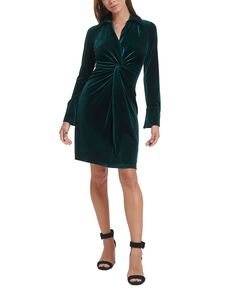 Женское бархатное платье-футляр с заворотом спереди Calvin Klein