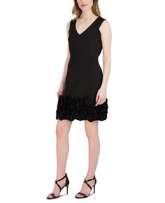 Платье-футляр с оборками на подоле Donna Ricco, черный