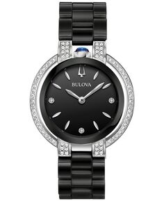 Женские часы-браслет Rubayat с бриллиантами (1/3 карата t.w.), нержавеющая сталь и черная керамика, 35 мм Bulova