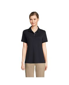 Школьная форма, женская рубашка поло с короткими рукавами и интерлоком Lands&apos; End, черный