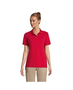 Школьная форма, женская рубашка поло с короткими рукавами и интерлоком Lands&apos; End, красный
