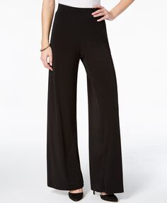 Широкие брюки-палаццо со средней посадкой Petite, короткие и миниатюрные модели NY Collection, черный