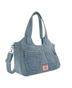 Женская джинсовая сумка-портфель с подковой строчкой True Religion