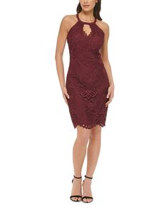 Женское кружевное платье-футляр с каплевидной вырезкой GUESS