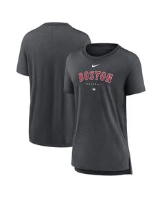 Женская футболка цвета древесного угля Heather Boston Red Sox Authentic Collection Early Work Tri-Blend Nike