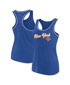 Женская синяя майка с фирменным логотипом New York Knicks и логотипом Racerback Fanatics, синий