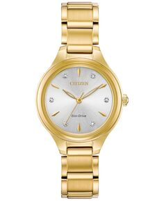 Eco-Drive Женские часы Corso с золотистым браслетом из нержавеющей стали с бриллиантами, 29 мм Citizen, золотой