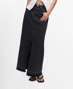 Женская джинсовая длинная юбка MANGO, черный