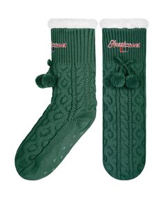 Женские флисовые носки-тапочки Miami Hurricanes вязанной вязки Footy FOCO, зеленый
