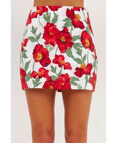 Женская хлопковая мини-юбка с цветочным принтом endless rose