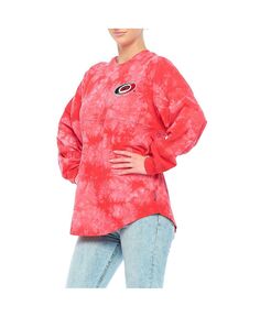 Женская красная футболка с длинным рукавом с логотипом Carolina Hurricanes Crystal Dye Fanatics, красный