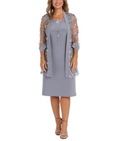 Женские модели с цветочным 3D-украшением, 2 шт. Платье с ожерельем R &amp; M Richards, серебро