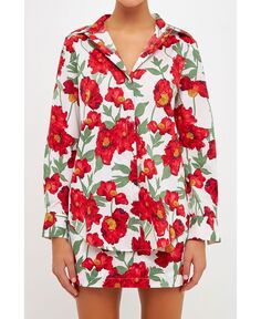 Женская хлопковая рубашка с цветочным принтом endless rose