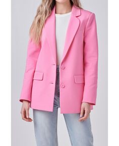 Женский махровый пиджак с круглым воротником English Factory, розовый