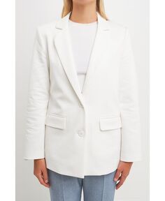 Женский махровый пиджак с круглым воротником English Factory, белый