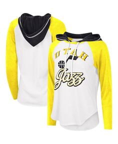 Женская белая футболка с длинным рукавом и худи реглан Utah Jazz MVP G-III 4Her by Carl Banks, белый