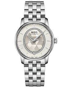 Женские швейцарские автоматические часы Baroncelli с бриллиантами (1/10 карата) из нержавеющей стали с браслетом, 33 мм Mido