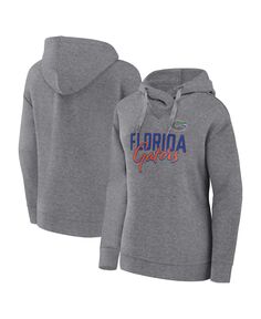 Женский пуловер с капюшоном с логотипом Heather Grey Florida Gators Script Favorite Fanatics