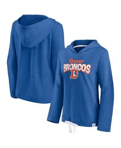 Женский укороченный легкий топ с капюшоном с логотипом Heather Royal Denver Broncos First Team Fanatics