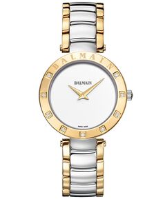 Женские швейцарские часы Balmainia Bijou Diamond (1/10 карата t.w.), двухцветный браслет из нержавеющей стали, 33 мм
