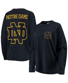 Женская темно-синяя футболка оверсайз с длинным рукавом Notre Dame Fighting Irish The Big Shirt Pressbox, темно-синий