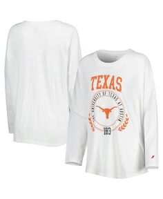 Женская белая футболка оверсайз с длинными рукавами Texas Longhorns Clothesline League Collegiate Wear, белый