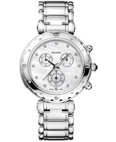 Женские швейцарские часы с хронографом Balmainia Diamond (1/20 карата) с браслетом из нержавеющей стали, 38 мм, серебро