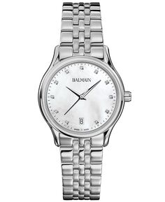 Женские швейцарские часы Beleganza Diamond (1/20 карата) из нержавеющей стали с браслетом, 32 мм Balmain, серебро