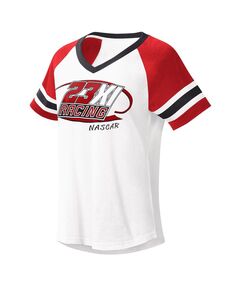 Женская бело-красная футболка 23XI Racing Circus Catch с v-образным вырезом G-III 4Her by Carl Banks