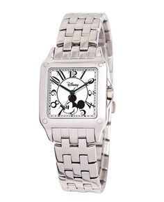 Женские квадратные часы Disney Mickey Mouse из серебряного сплава ewatchfactory, серебро