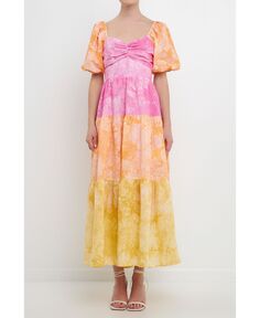 Женское платье макси с цветными блоками и завязками на спине Free the Roses