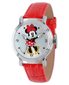 Женские блестящие серебряные винтажные часы из сплава Disney Minnie Mouse ewatchfactory, красный