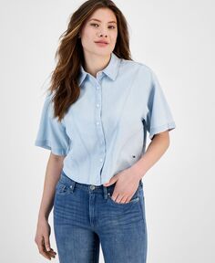 Женская рубашка в стиле вестерн с короткими рукавами и пуговицами спереди Tommy Jeans