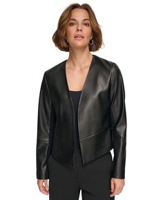 Женская куртка из искусственной кожи с открытым передом DKNY, черный