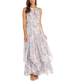 Женское длинное платье трапециевидной формы с воротником-стойкой и цветочным принтом R &amp; M Richards