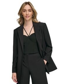 Женский пиджак с открытым передом и зубчатыми лацканами Calvin Klein, черный
