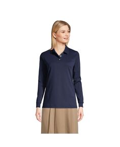 Женская рубашка поло с интерлоком и длинными рукавами для школьной формы Lands&apos; End