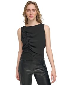 Женская блузка без рукавов со сборками спереди Calvin Klein, черный