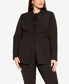 Модная куртка Hannah с длинными рукавами больших размеров City Chic, черный
