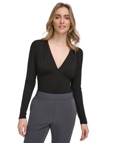 Женское боди с длинными рукавами и глубоким вырезом Calvin Klein, черный